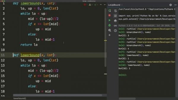 Lower bound & upper bound binary search in Python