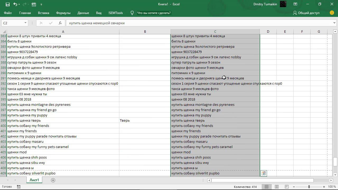 Как найти, удалить и извлечь топонимы и фразы в Excel   !SEMTools