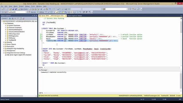 Dynamic Data Masking in SQL Server 2016 + смотреть онлайн