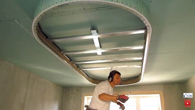 ИНТЕРЕСНЫЙ потолок на КУХНЕ, двухуровневый из гипсокартона смотреть онлайн