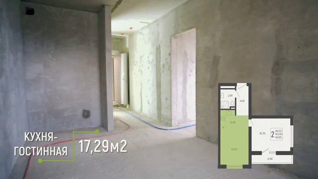 Обзор квартиры, площадь 42,65м². ФЗ214. Выгодная цена. смотреть онлайн