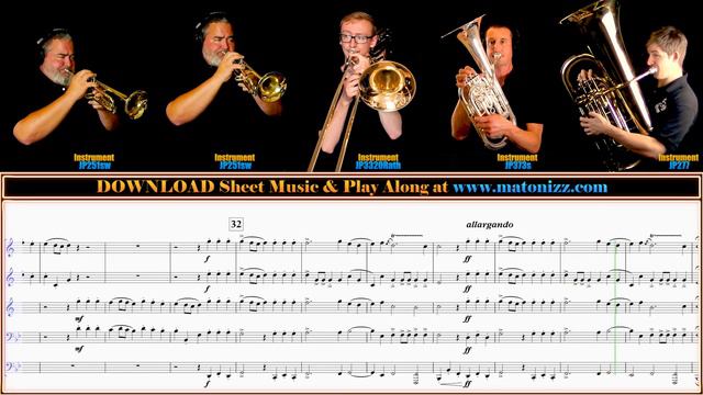 BRASS QUINTET "Alla Hornpipe" by G.F.Handel. Sheet Music Play Along! смотреть онлайн