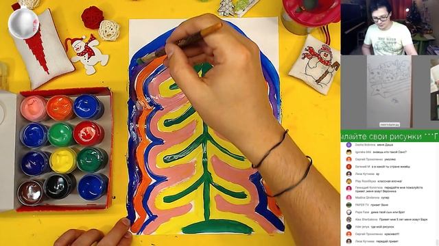 КРАСИВАЯ Ёлка на Новый год / ГУАШЬ / Рисуем красками смотреть онлайн