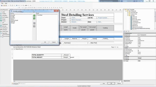 Advance Steel - Customizing A BOM Template