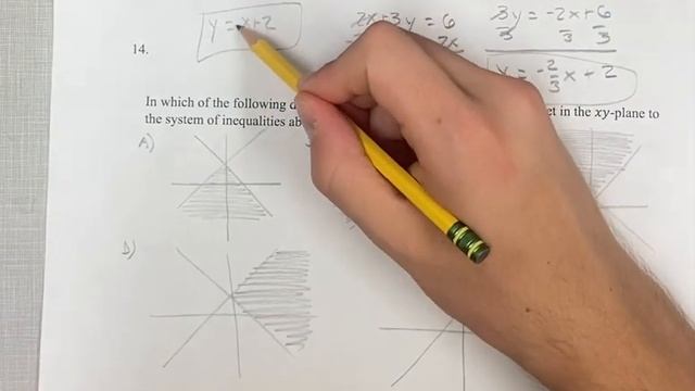 14. y≥x+2 2x+3y≤6 In which of the following does the shaded region represent the solution set in th смотреть онлайн