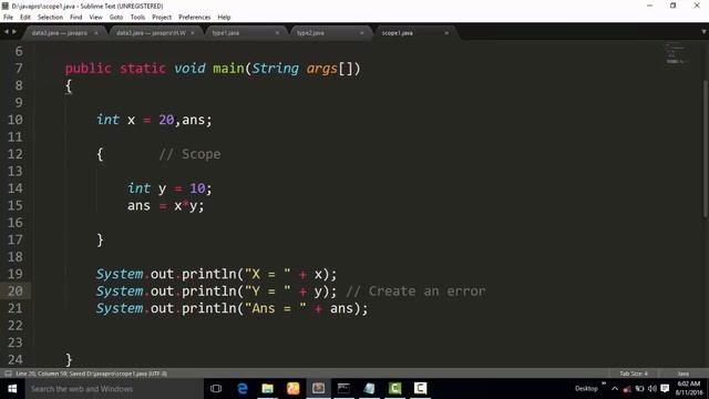 Scope and Life time Variable in Java Program смотреть онлайн