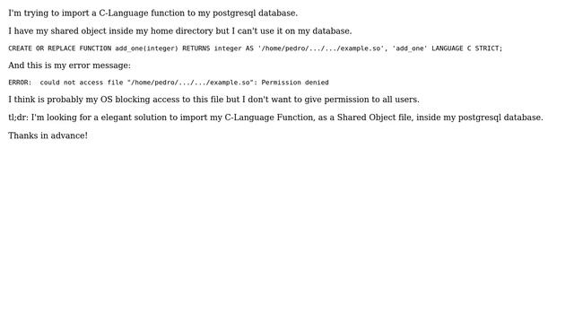 Databases: Permission Denied on shared object (.so) file postgresql смотреть онлайн