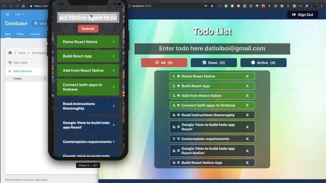 React, React Native, & Firebase Todo App Demo pt1 смотреть онлайн