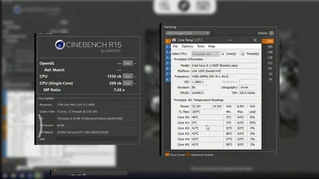 Intel Core I5-11400f Deepcool Gammax 400 V2 Cinebench R15 Test