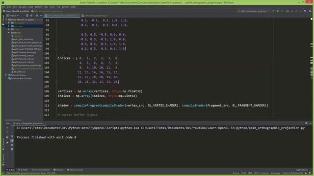 OpenGL in python e10 - orthographic projection смотреть онлайн