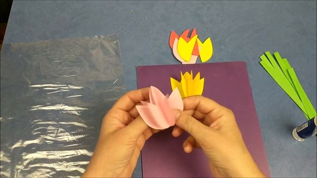 Объемная открытка маме на 8 марта своими руками  Paper tulips