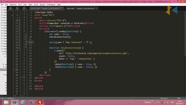 Comprobar conexión a Internet con jQuery.Ajax [Check internet connection using jQuery.Ajax] смотреть онлайн