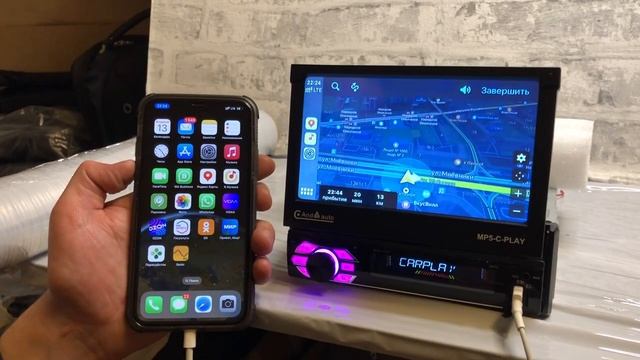 Магнитола с выдвижным экраном с поддержкой CARPLAY и ANDROID AUTO смотреть онлайн