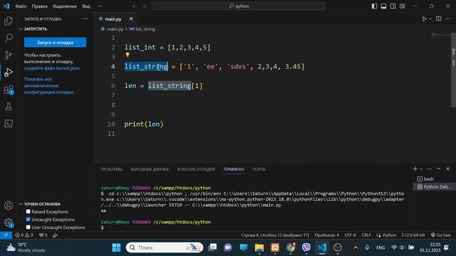 Урок 312. Работа с типом List в Python смотреть онлайн