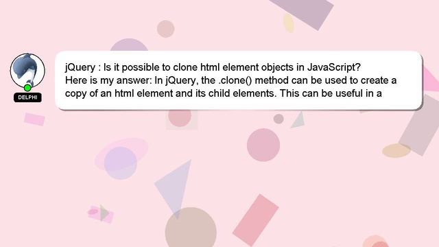 jQuery : Is it possible to clone html element objects in JavaScript? смотреть онлайн