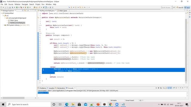 Java ForkJoinPool/RecursiveTask смотреть онлайн