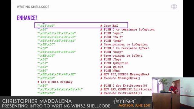 Intro To Writing Win32 Shellcode - #misec for June 2017 смотреть онлайн