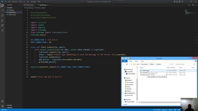 Cambodia (Khmer) Python Lesson 145 Socket (Tcp Client&Server Send Recv) смотреть онлайн