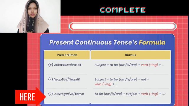 The first task of the present continuous tense lesson // video by Aimatan Nayla Mafaza смотреть онлайн