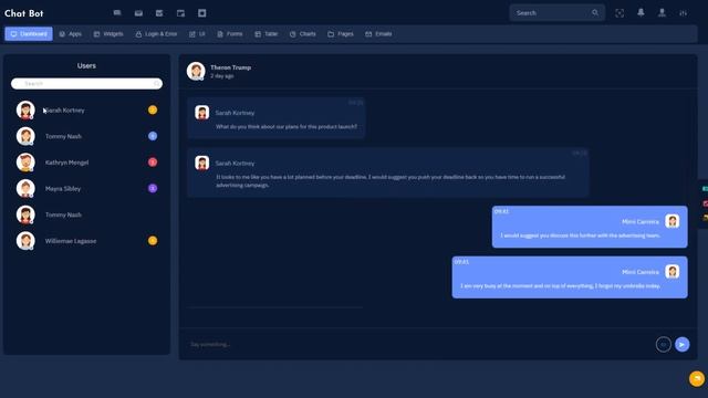 Chatbot Horizontal LTR Dark Dashboard Bootstrap 5 Admin Web App Template смотреть онлайн