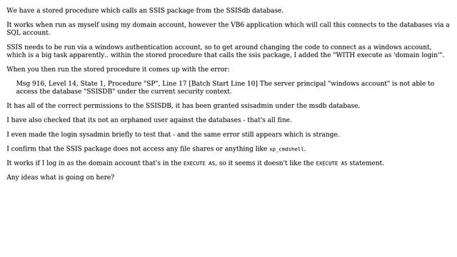 The server principal "loginname" is not able to access the database "SSISDB" under the current... смотреть онлайн