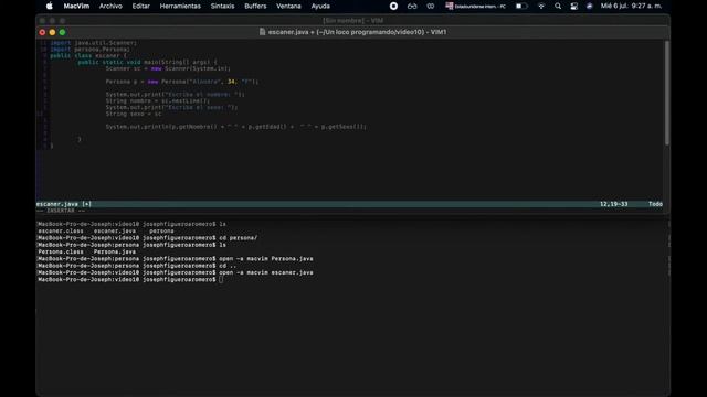 Java + Vim 10: Crear una clase con Scanner en Java смотреть онлайн