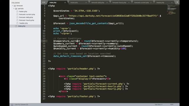 Using the Darksky API with PHP, Part 8: Creating Partial Files смотреть онлайн
