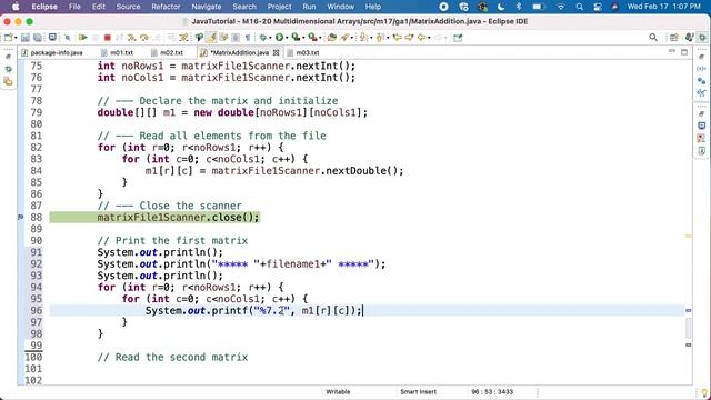 Java JEM17GA1P1d - Print first matrix смотреть онлайн