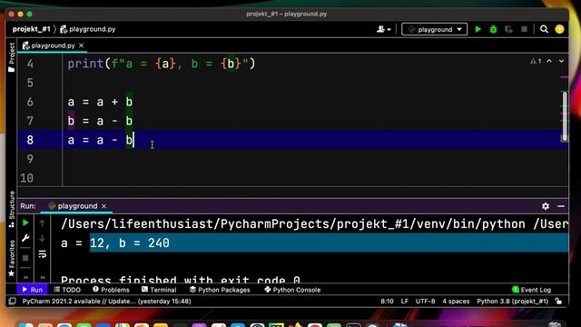 Python Tutorial - Den Inhalt zweier Variablen vertauschen (2. Methode) смотреть онлайн