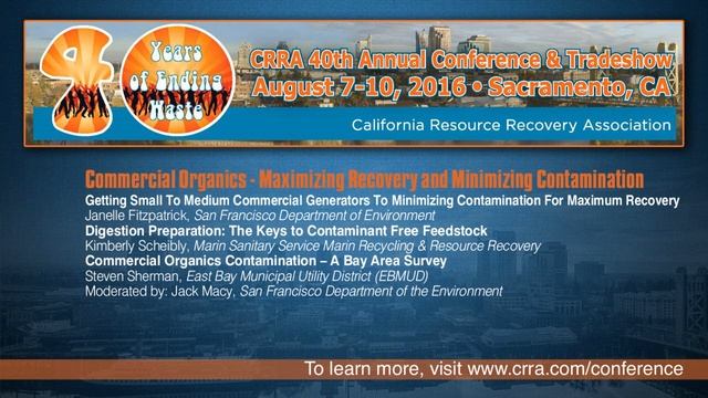 Commercial Organics Maximizing Recovery and Minimizing Contamination смотреть онлайн
