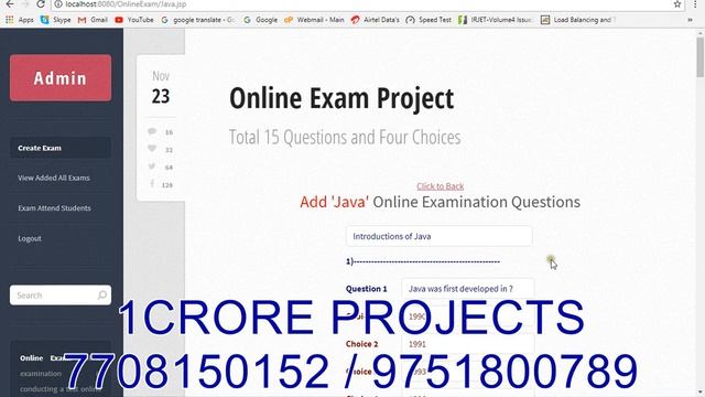 Online Examination Project In Java-1Crore Projects смотреть онлайн