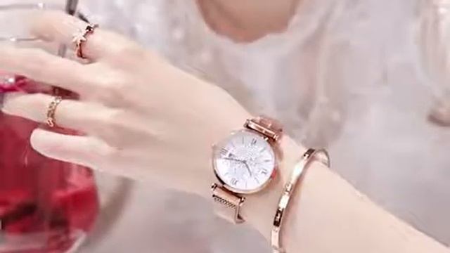 OLEVS Fashion Diamond Starry Rose Gold Ladies Watches Waterproof Quartz Strap Calendar Display Watc смотреть онлайн