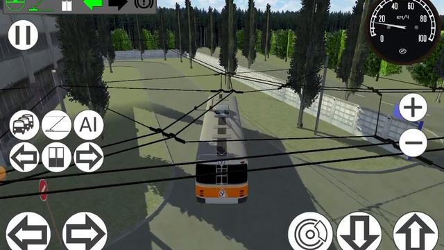 катаюсь по депо на троллейбусе в игре Micro-trolleybus Simulator