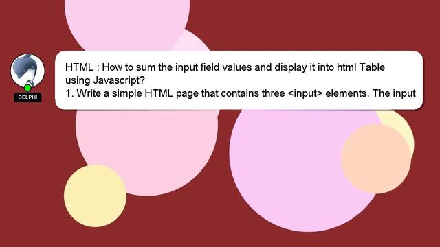 HTML : How to sum the input field values and display it into html Table using Javascript? смотреть онлайн