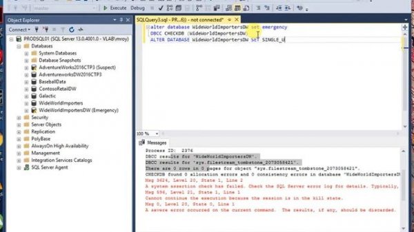how to recover a sql server database from suspect mode