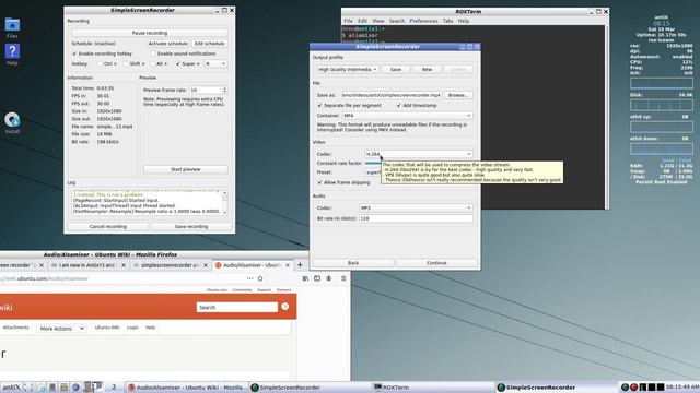 simplescreenrecorder in antiX linux and alsamixer sound смотреть онлайн