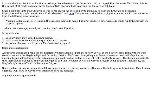 How To Recover Corrupted MacBook Pro SMC Firmware?