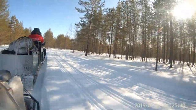 Мотобуксировщик - Мототолкач ЛЕВ + 2 волокуши, 2 пассажира смотреть онлайн