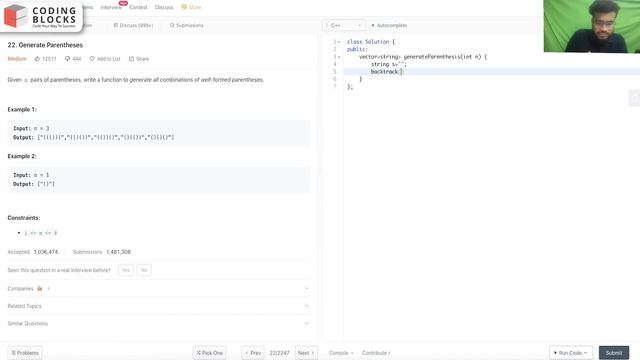 22. Generate Parentheses Leetcode Problem | Solution with Explanation | DSA Problem Series смотреть онлайн