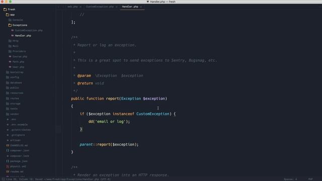 New in Laravel 5.5: Custom exception report method (6/16) смотреть онлайн