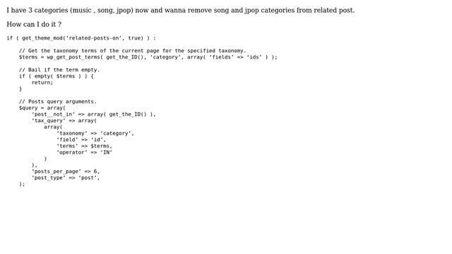 Wordpress: Remove a specific category ID from related post смотреть онлайн