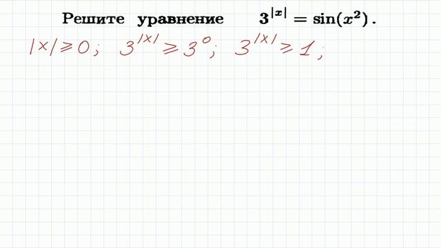 Нестандартное уравнение 3^absx=sin(x^2) смотреть онлайн