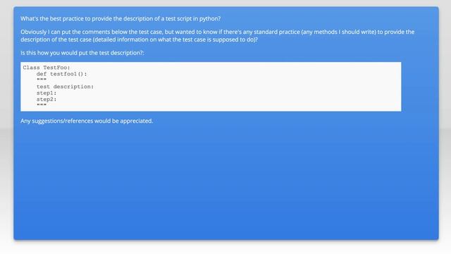 Python unittest framework: Test description смотреть онлайн