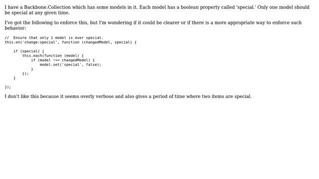 Backbone.Collection - Ensure that at most one model has property set to true смотреть онлайн