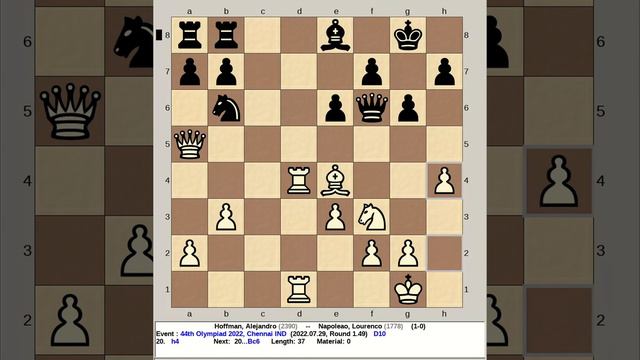 Hoffman, Alejandro vs Napoleao, Lourenco | 44th Chess Olympiad 2022, Chennai India смотреть онлайн