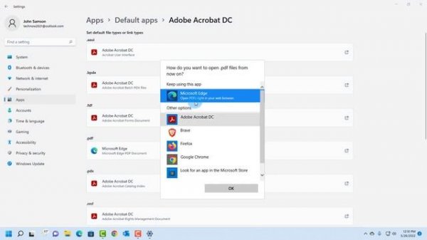 How to set Adobe Acrobat Reader as default PDF viewer.