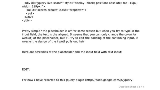 CSS : HTML5 placeholder css padding смотреть онлайн