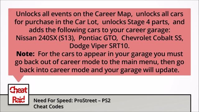 Need For Speed: ProStreet Cheat Codes | PS2 смотреть онлайн