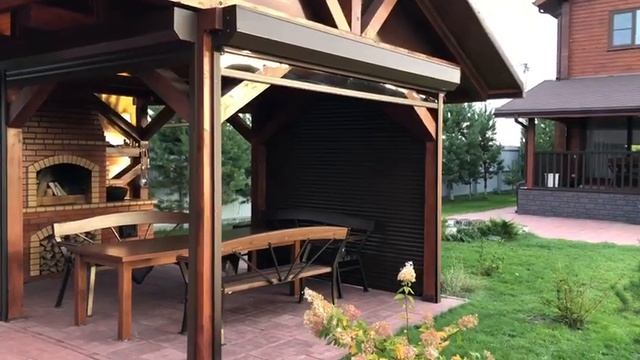 Прозрачные рольставни Sun-Roll для беседки. смотреть онлайн