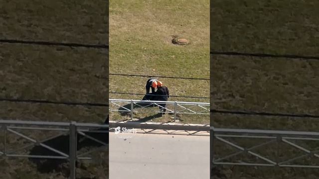 Зачем разбил бутылку рабочий не понятно - Уборка территории #shorts смотреть онлайн